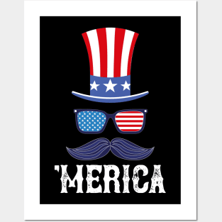 Funny Fourth of July 'Merica Patriotic Shirt Posters and Art